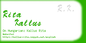 rita kallus business card